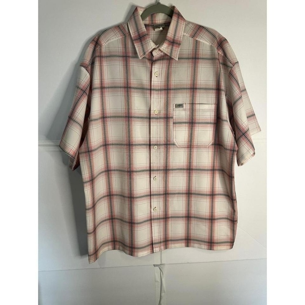 CalTop Plaid Shirt Short Sleeve Button Up Pocket Casual Mens 2XL